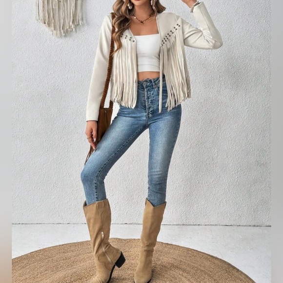 Cream Fringe Jacket - Picture 5 of 8